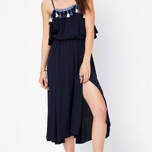 Tularosa Off the Shoulder Fiesta Tassel Midi Dress